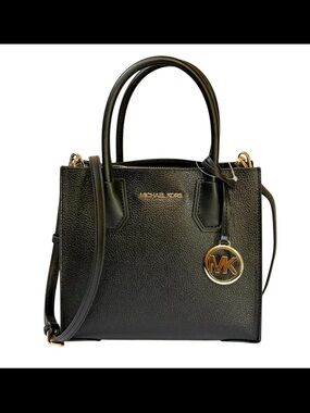 Michael Kors Mercer Medium Satchel Shoulder Crossbody Bag Black